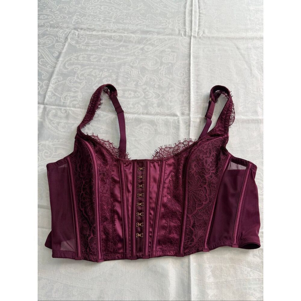 NWT Victoria’s Secret Maroon Burgundy Lace Corset Size XL New